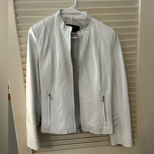 Hand made white leather jacket made in Italy